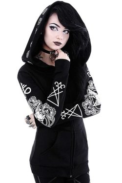 Gothic Black Hoodie - Grunge Sweatshirt for Her