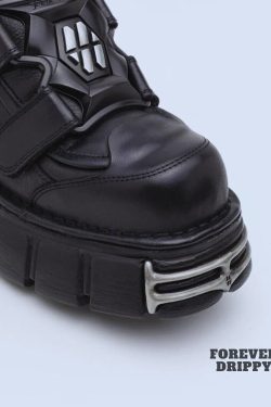 Gothic Black Platform Boots - Y2K Fashion - Punk Aesthetic