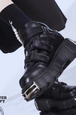 Gothic Black Platform Boots - Y2K Fashion - Punk Aesthetic