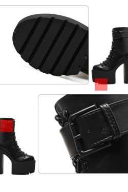 Gothic Chunky Platform Ankle Boots - High Heels Lolita Shoes