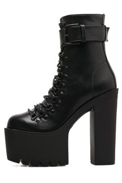 Gothic Chunky Platform Ankle Boots - High Heels Lolita Shoes