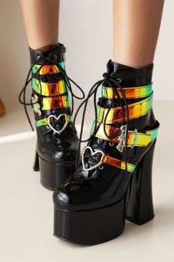 Gothic Chunky Platform Ankle Boots - Lolita Cosplay Shoes