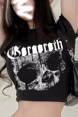 Gothic Crop Top - Grunge Lolita Style - Y2K Fashion