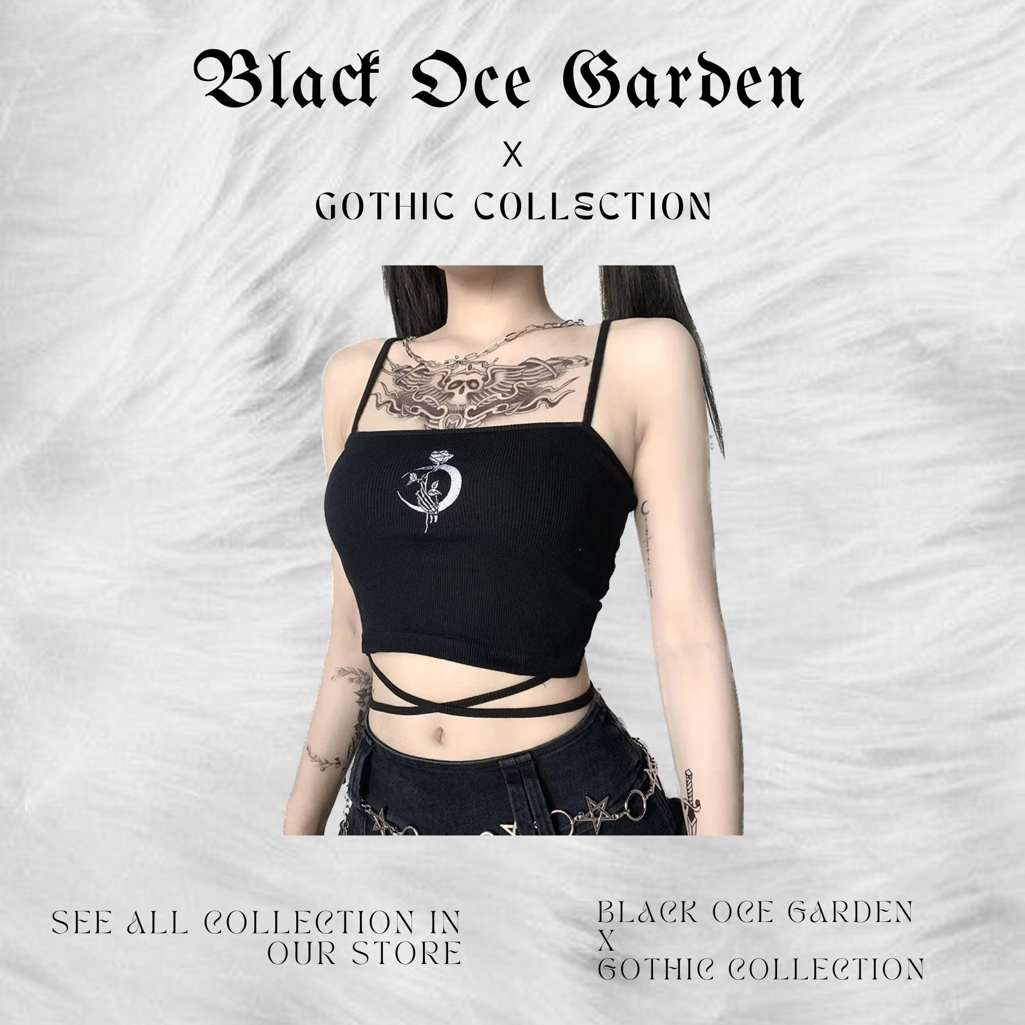 Gothic Crop Top - Y2K Aesthetic Punk Goth Clothing