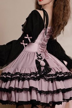 Gothic Dresses with Sleeves | Gothic Lolita Party Dresses | Sweet Y2K Clothing