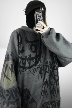 Gothic Harajuku Y2K Hoodie Sweater - Skull Smiley Streetwear