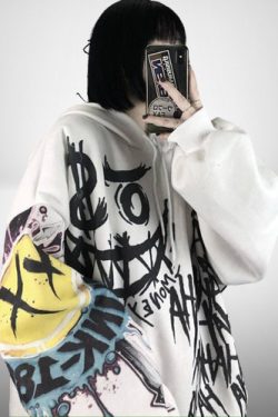 Gothic Harajuku Y2K Hoodie Sweater - Skull Smiley Streetwear
