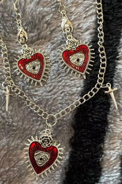 Gothic Heart Evil Eye Necklace - Y2K Grunge Punk Rock Jewelry