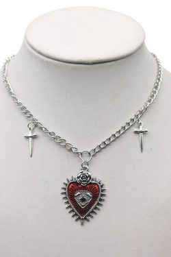 Gothic Heart Evil Eye Necklace - Y2K Grunge Punk Rock Jewelry