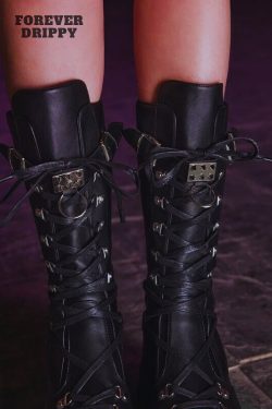 Gothic Knee-High Boots - Punk Style - Women's Wedge Mid-Top Boots