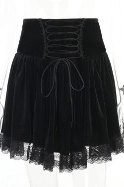 Gothic Lace Trim Mini Skirt - Harajuku - Punk Fashion