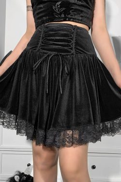 Gothic Lace Trim Mini Skirt - Harajuku - Punk Fashion