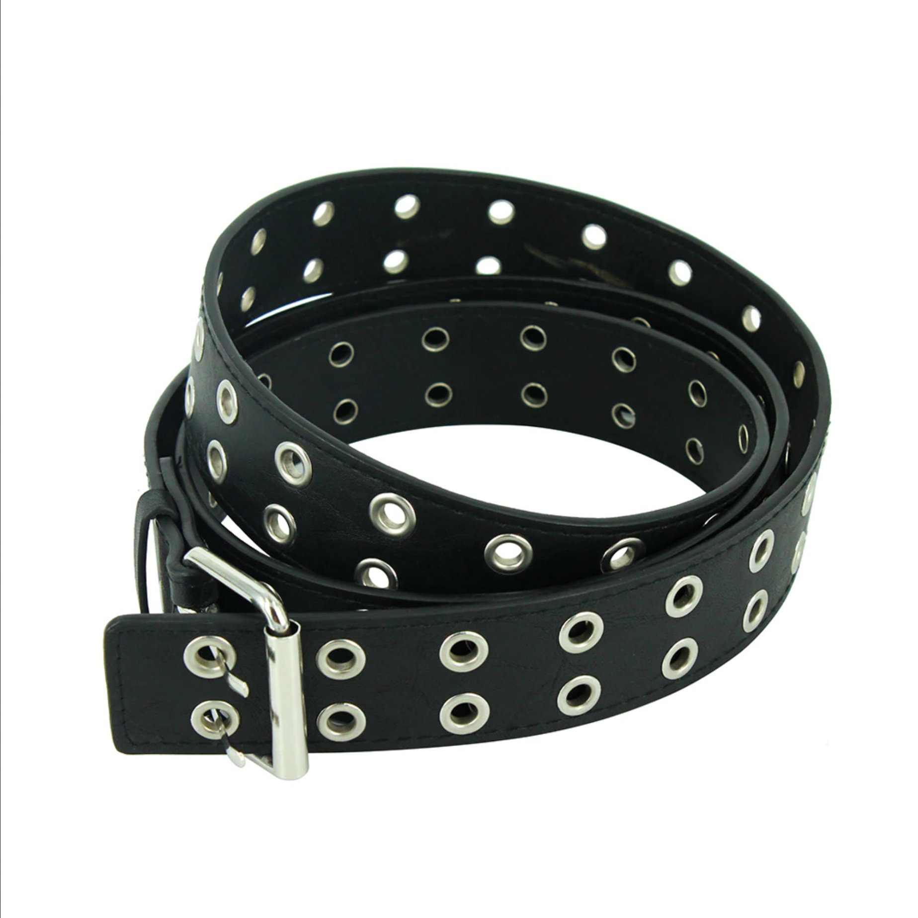 Gothic Leather Belt with Metal Buckle - Adjustable and Stylish