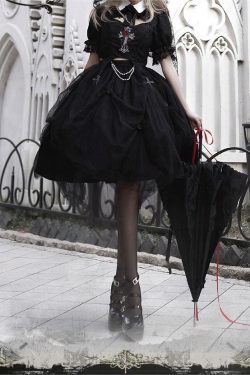 Gothic Lolita Dress Summer Dress Black Lolita Set - Y2K Clothing