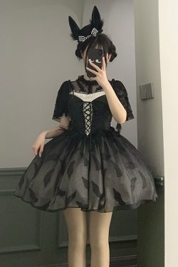 Gothic Lolita Party Dress - Black Lace Costume for Her