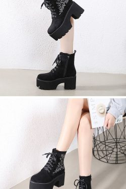Gothic Lolita Platform Ankle Boots - Chunky Punk Cosplay