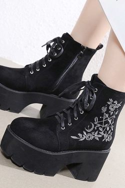 Gothic Lolita Platform Ankle Boots - Chunky Punk Cosplay