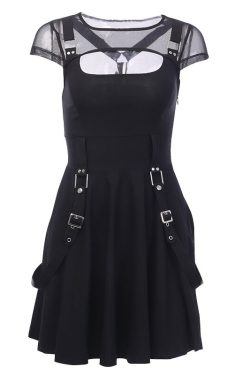 Gothic Mesh Mini Dress - Sexy Harajuku Grunge Streetwear