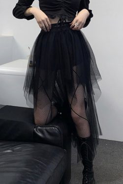 Gothic Mesh Skirt - Women's Fairy Grunge Harajuku Lolita Style