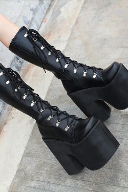 Gothic Platform Boots - Thick Platform High Heels