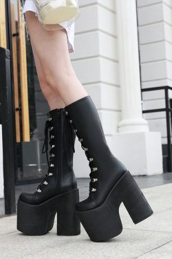 Gothic Platform Boots - Thick Platform High Heels