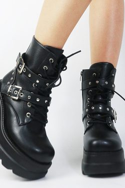 Gothic Platform Boots | Y2K Clothing | Chunky Heel & Lace Up