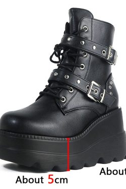 Gothic Platform Boots | Y2K Clothing | Chunky Heel & Lace Up