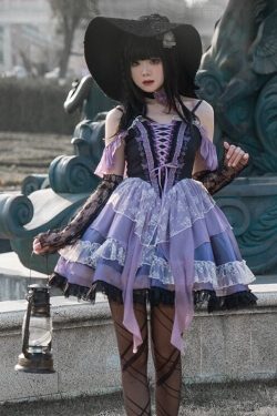 Gothic Princess Dress - Halloween Black Purple Retro Fashion