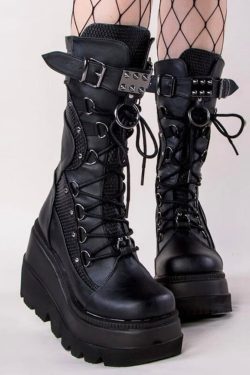Gothic Punk Knee High Boots Unique Handcrafted Fashion