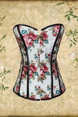 Gothic Roses Corset with Metal Buckles - Waist Trainer Bustier