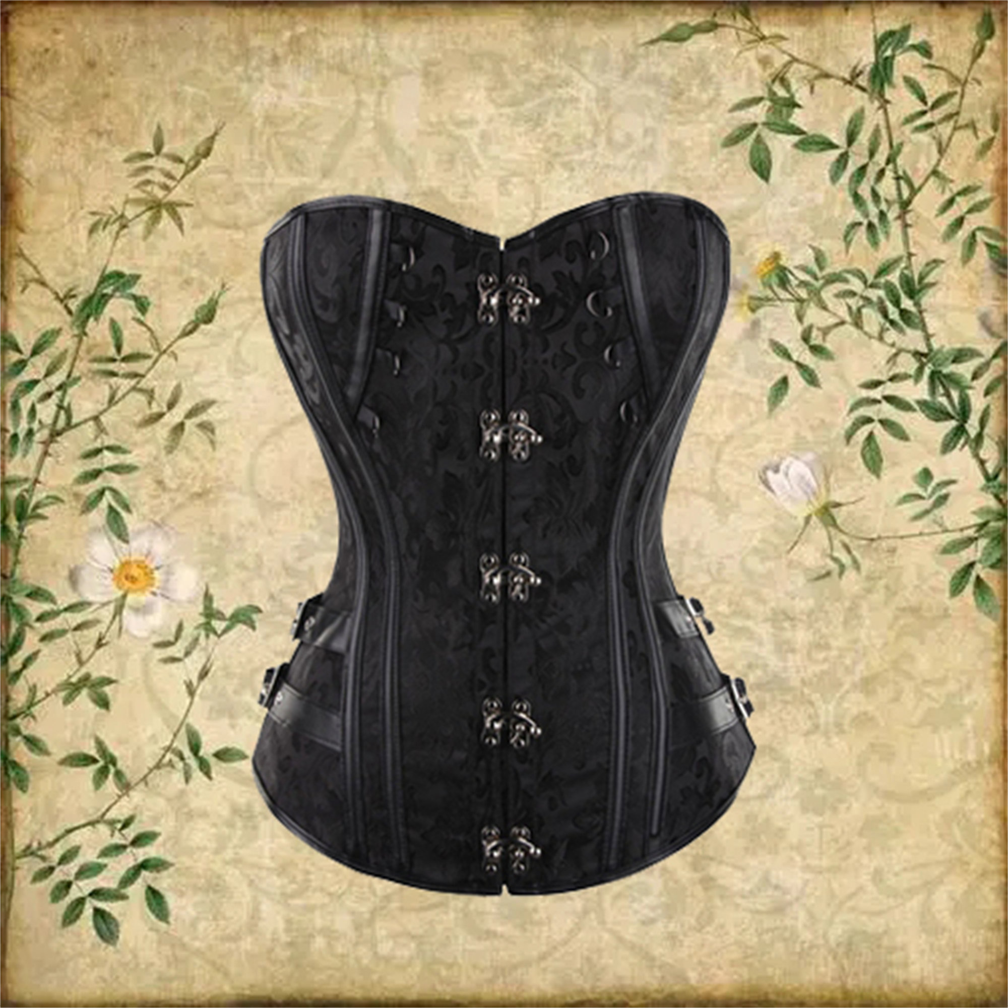 Gothic Steampunk Overbust Corset with Steel Boning