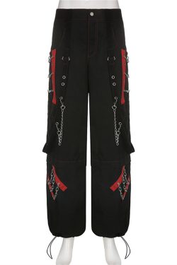 Gothic Strap Pants - Dark Punk Harajuku Black Jeans