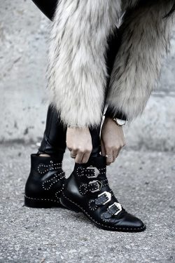 Gothic Style Ankle Boots with Rivet Buckle Straps