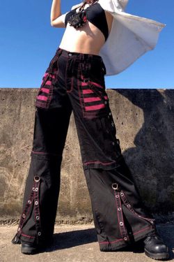 Gothic Wide Leg Cargo Pants - Y2K Clothing Fashion