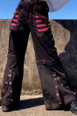 Gothic Wide Leg Cargo Pants - Y2K Clothing Fashion