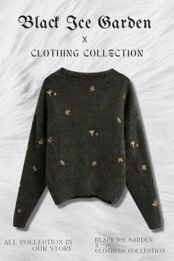 Green Knitted Retro Sweater - Y2K Fashion Outerwear