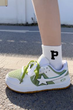 Green Star Sneakers - Harajuku Kawaii Platform Shoes