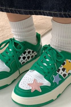 Green Star Sneakers - Y2K Harajuku Kawaii Unisex Shoes