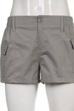 Grey Cargo Shorts - Y2K Fashion Streetwear for Women
