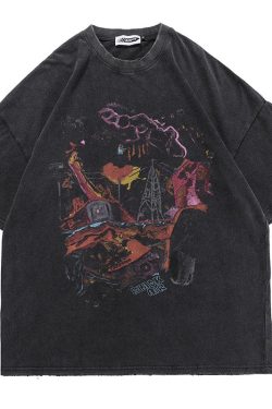 Grunge Vintage T-Shirt | Y2K Blackair Goth | Bleached