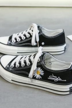 Handmade Summer Daisy Flower Sneakers - Trendy Women's Shoes