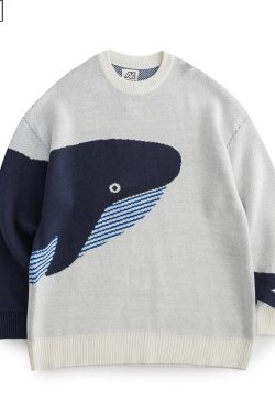 Harajuku Whale Sweatshirt Animal Print | Y2K Clothing