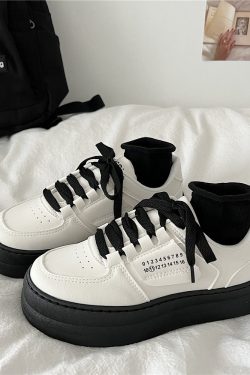 Harajuku White Platform Sneakers - Women's Vulcanize Tennis Shoes