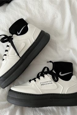 Harajuku White Platform Sneakers - Women's Vulcanize Tennis Shoes