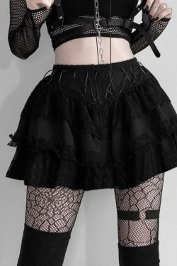 High Waist Black A-Line Mini Skirt for Women