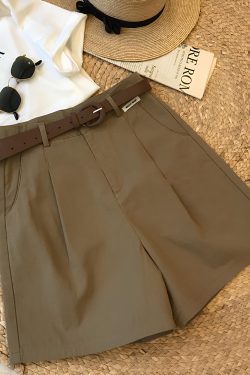 High Waist Pocket Shorts for Women - Solid Color, Casual Style