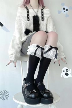 Japanese Gothic Lolita Lace Mini-Bow Over Knee Socks