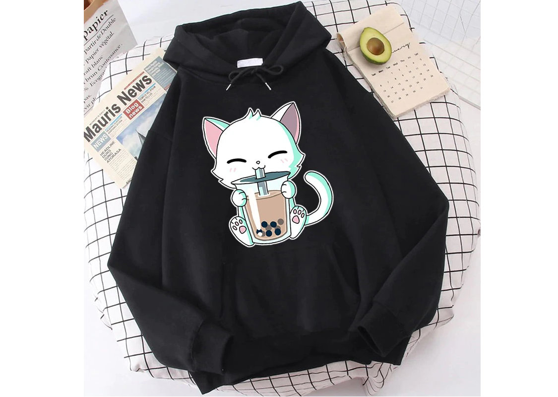 Kawai Cat Neko Sweatshirt - Y2K Gothic Anime Fashion
