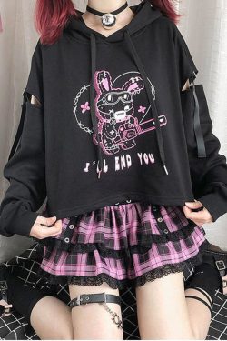 Kawai Gothic Sweatshirt - Harajuku Style Egirl Fashion