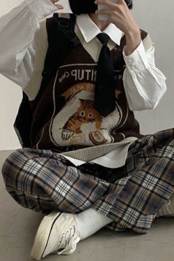 Kawaii Cat Sweater Vest Harajuku Knitted Vest